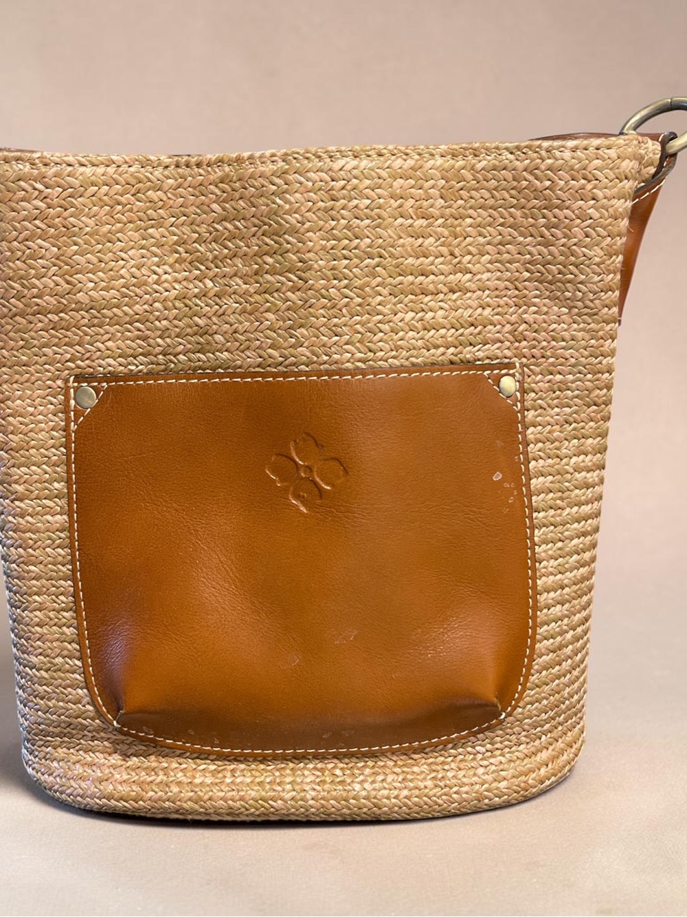 Patricia Nash Natural Straw Purse with Brown Leather Accent - Picture 2 of 7